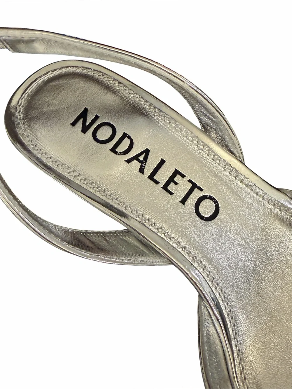 NWOT: Nodaleto Bulla Jones 45MM Slingbacks, Metallic Silver, Size EU 37/US 7